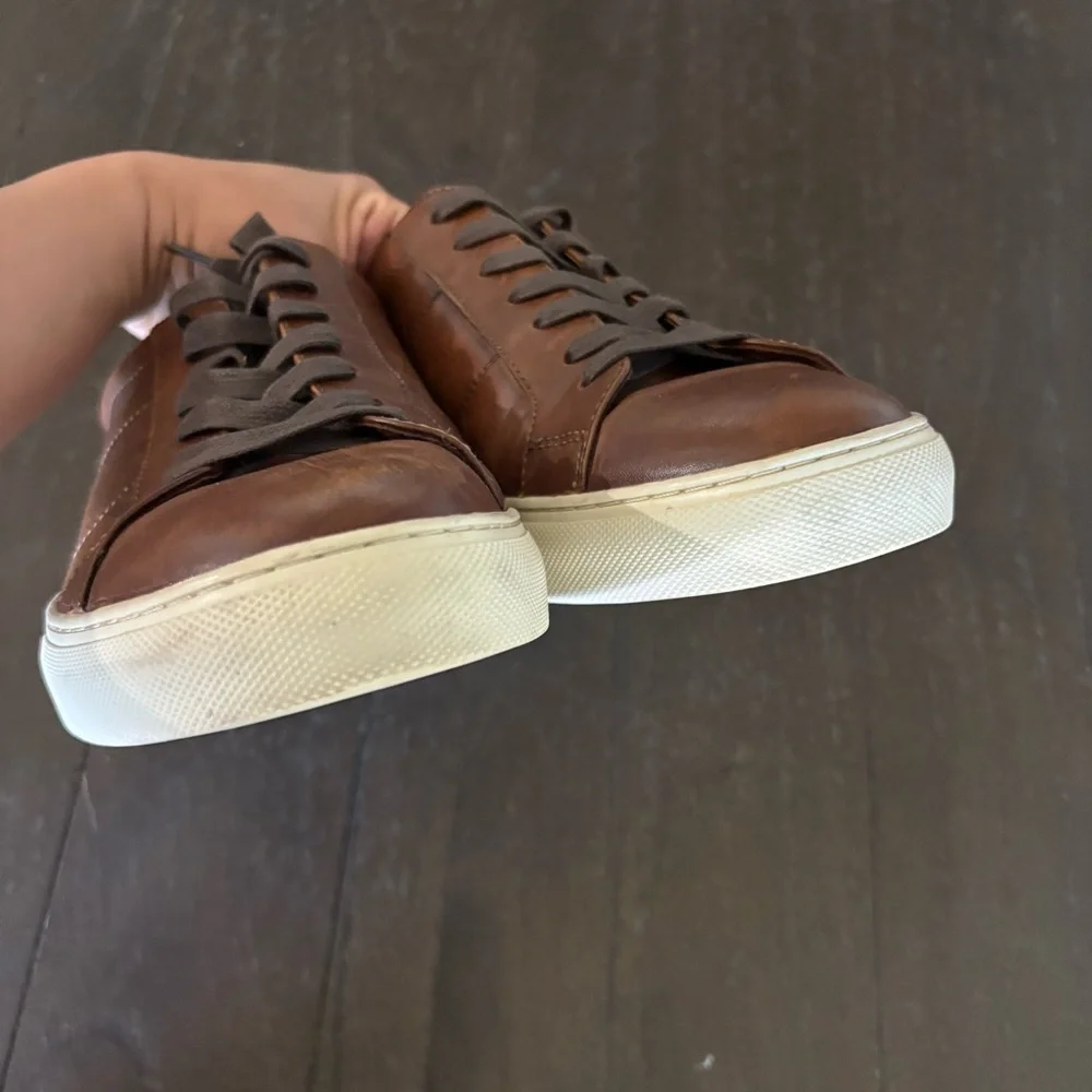 Nordstrom Brown Leather Casual Sneakers Shoes‎ Men’s Size 13 Neutral